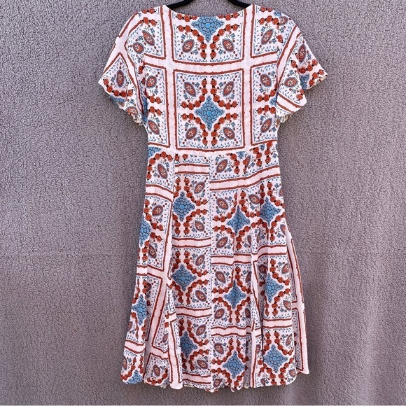 Maeve Anthropologie Praslin Lion Floral Button Front Flutter Sleeve Dress Sz 2 - Picture 6 of 9